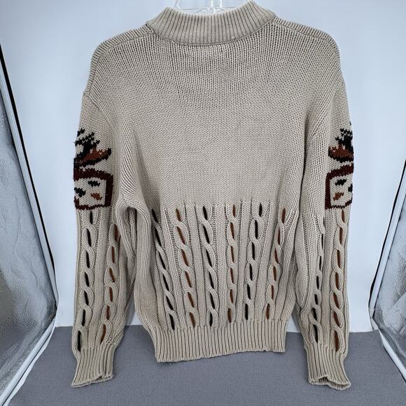 Vintage 1970s Bengal Lancer Mens XL Cable Knit Moose Head Chunky Sweater Grandpa - Picture 6 of 10